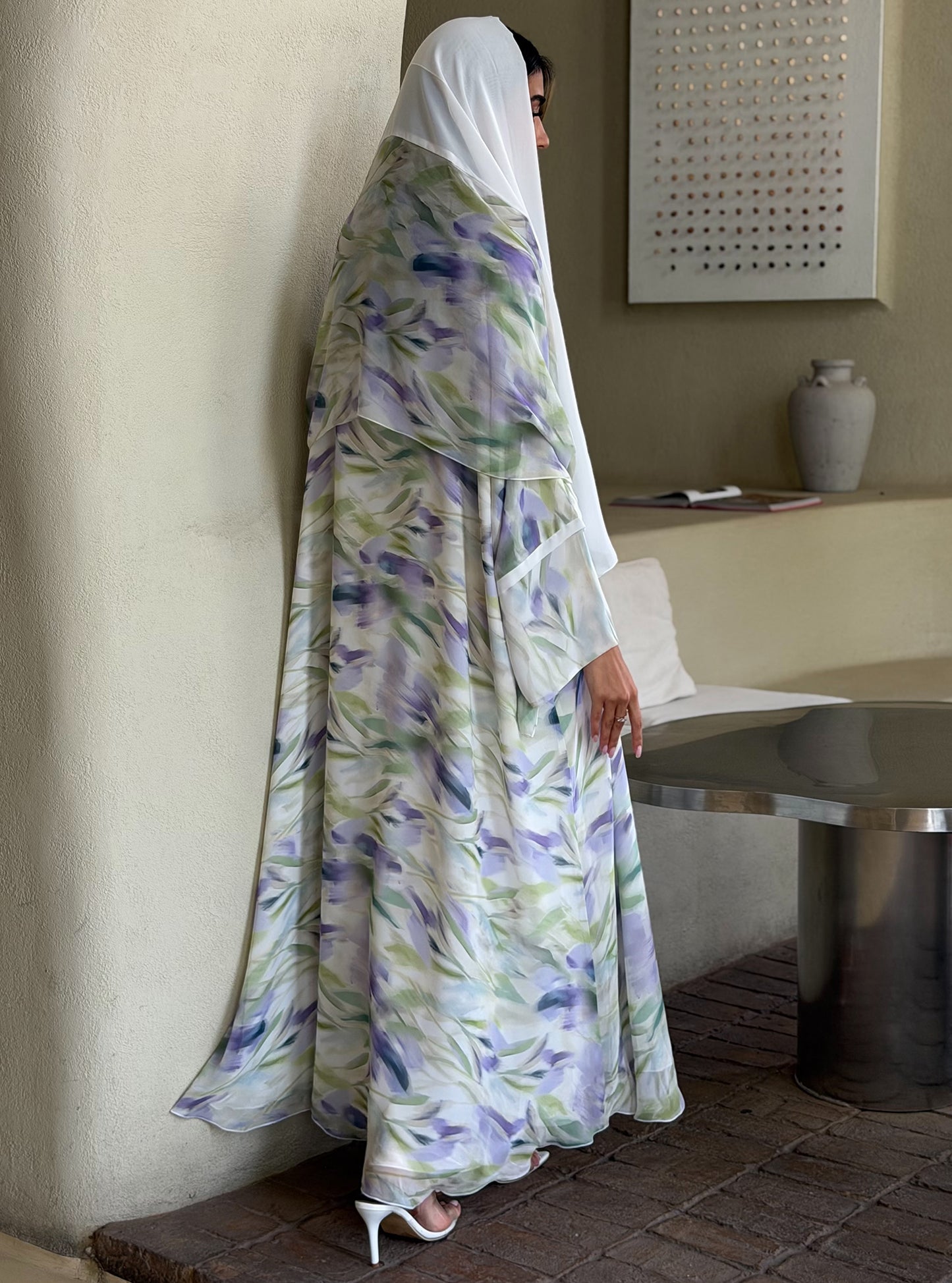 AT564 Double Chiffon Summer Bisht Abaya